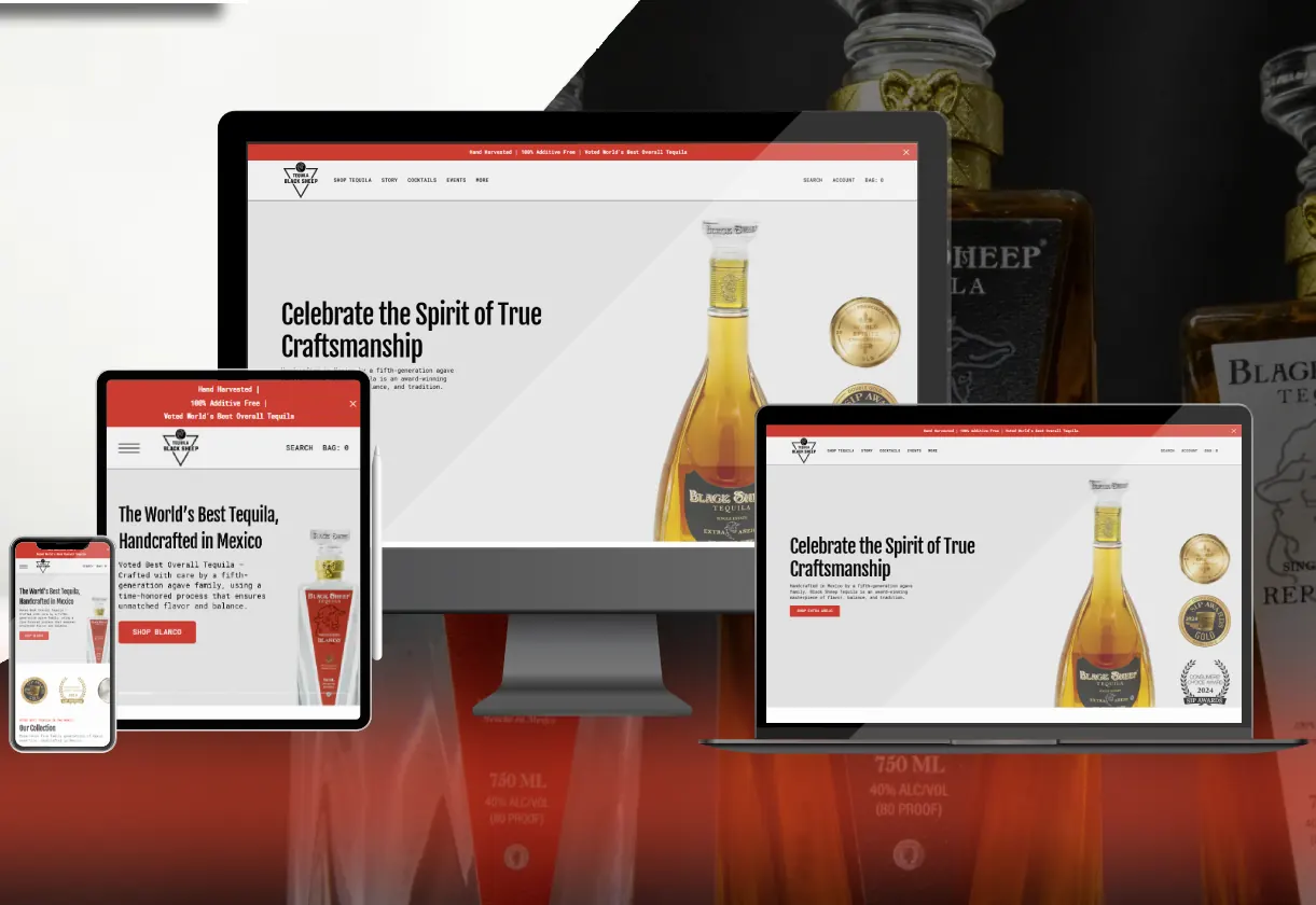 Screenshot of the Black Sheep Tequila website