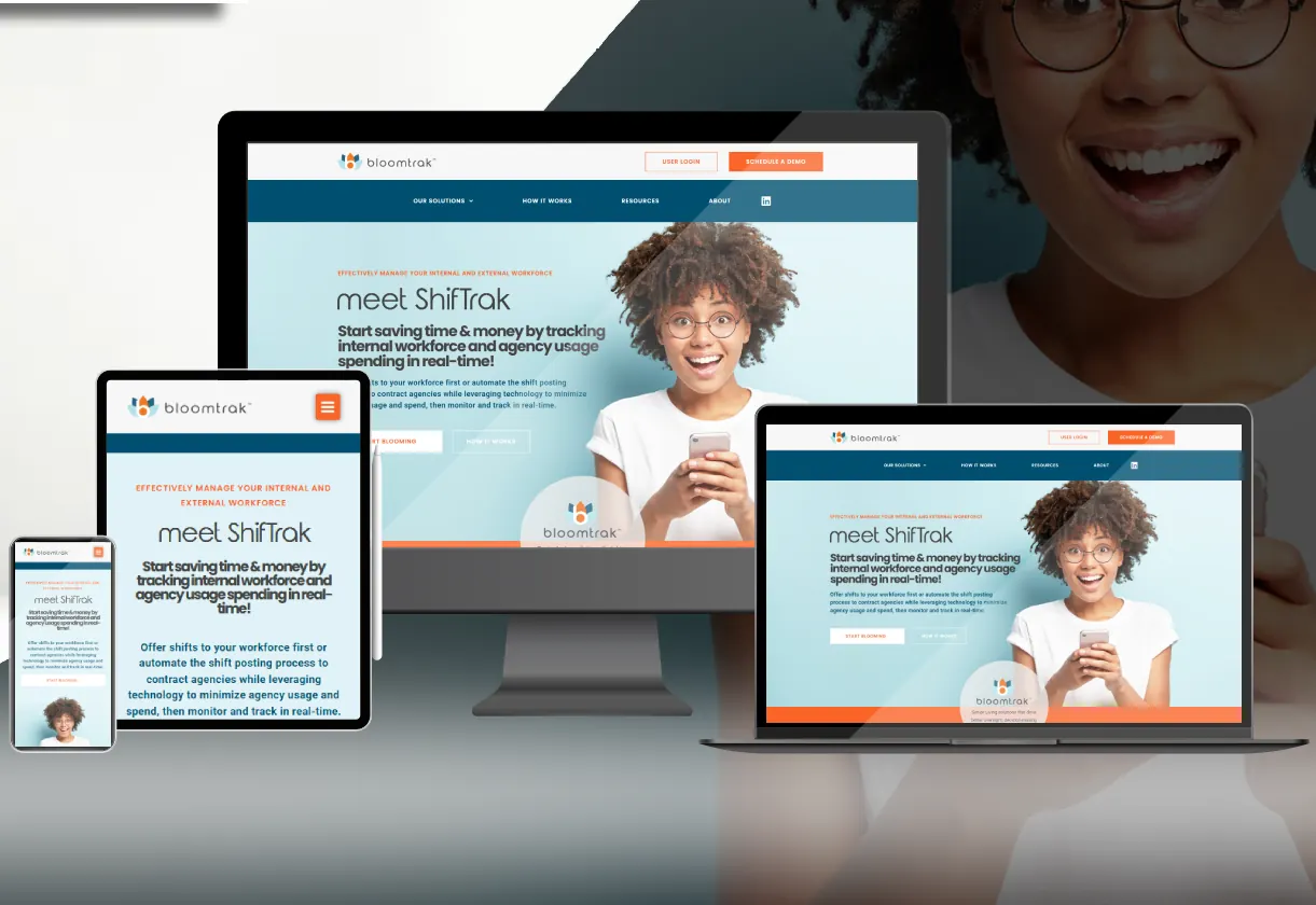Screenshot of the Bloomtrak website