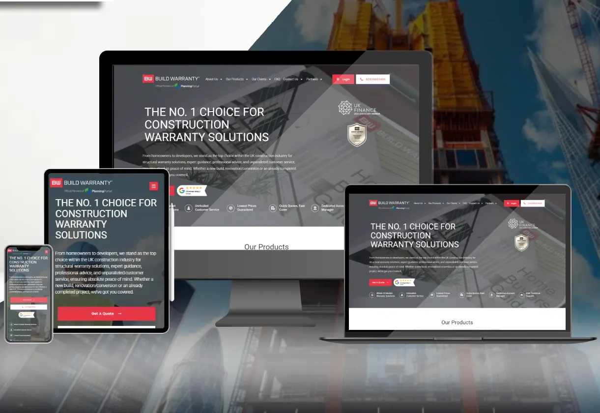 Screenshot of the Build Warranty website