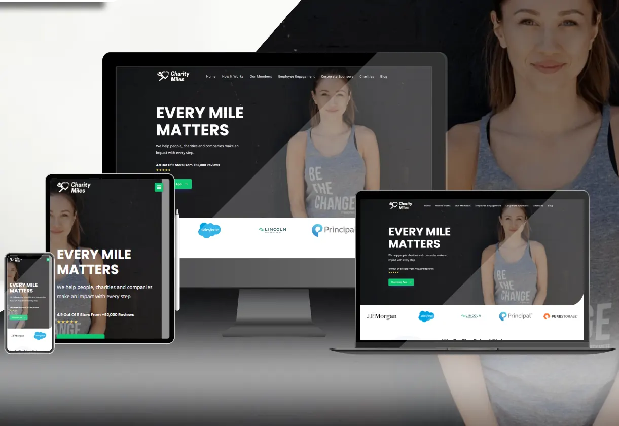Screenshot of the Charity Miles website