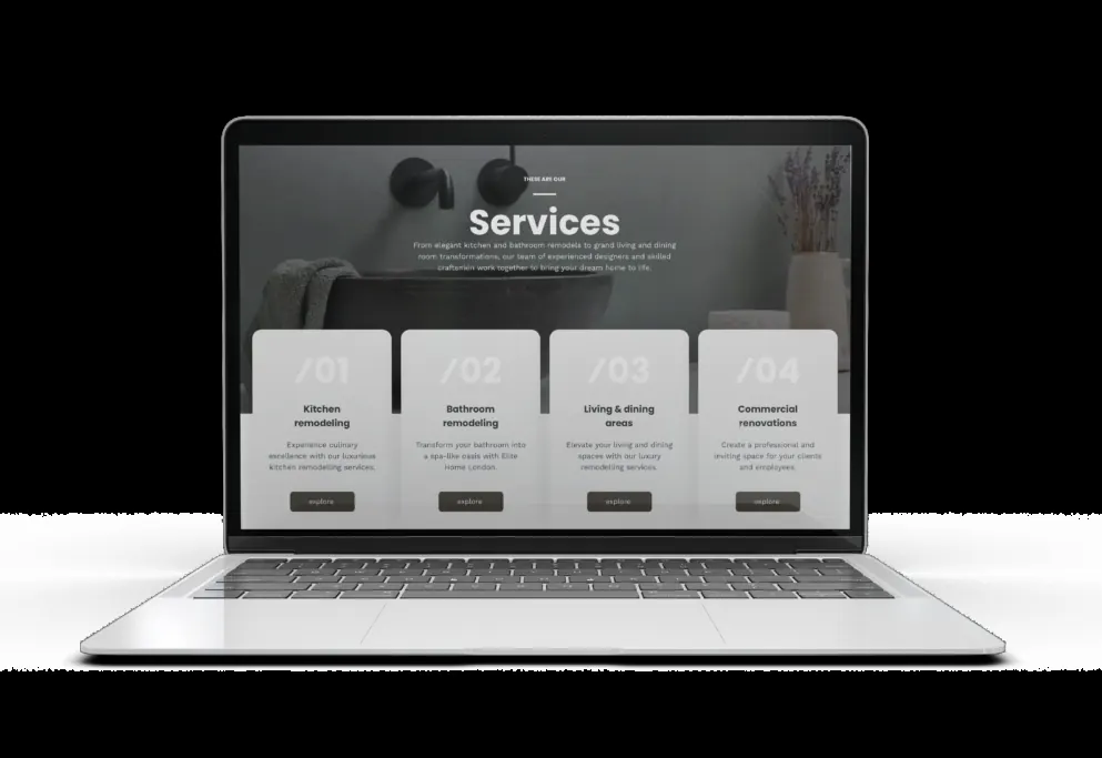 Screenshot of the Elite Home London website